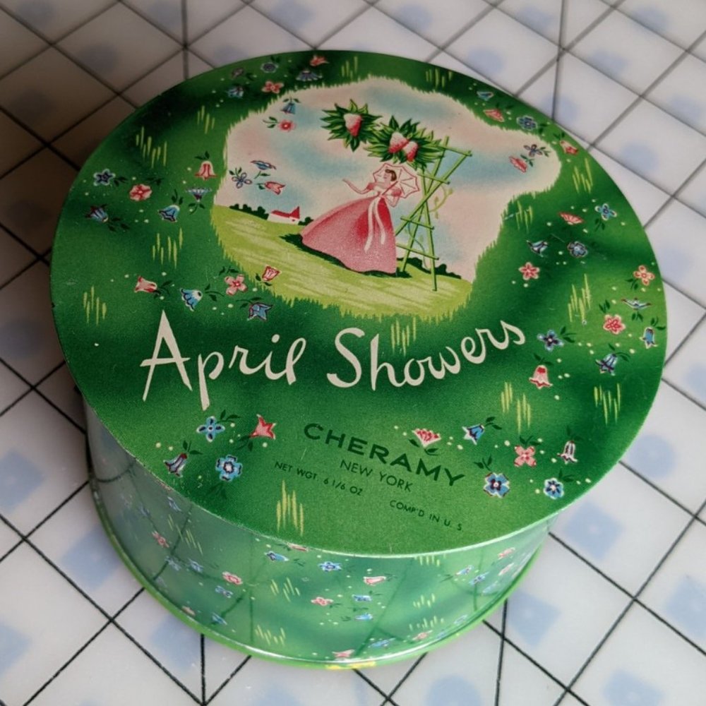 1940s Dressing Table Tin Bath Powder Vintage
